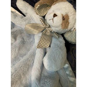 Bearington Baby Collection Security Blanket Plush Lovey‎ Satin Trim Puppy Dog